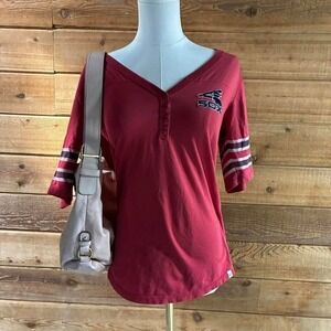 Y2K women's Boston Red Sox Henley red baseball tee